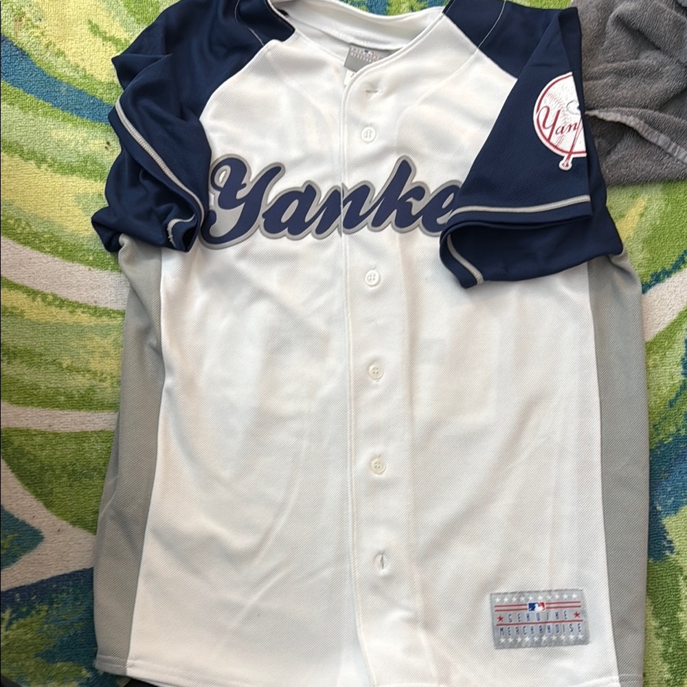 Blue and White Jersey with Iconic Script